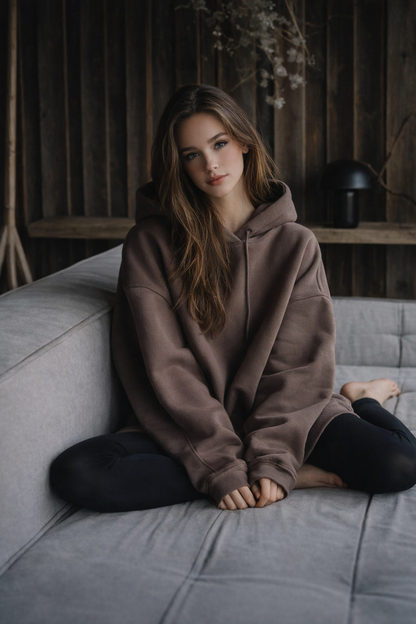 Bluza oversize z kapturem Mocha Mousse