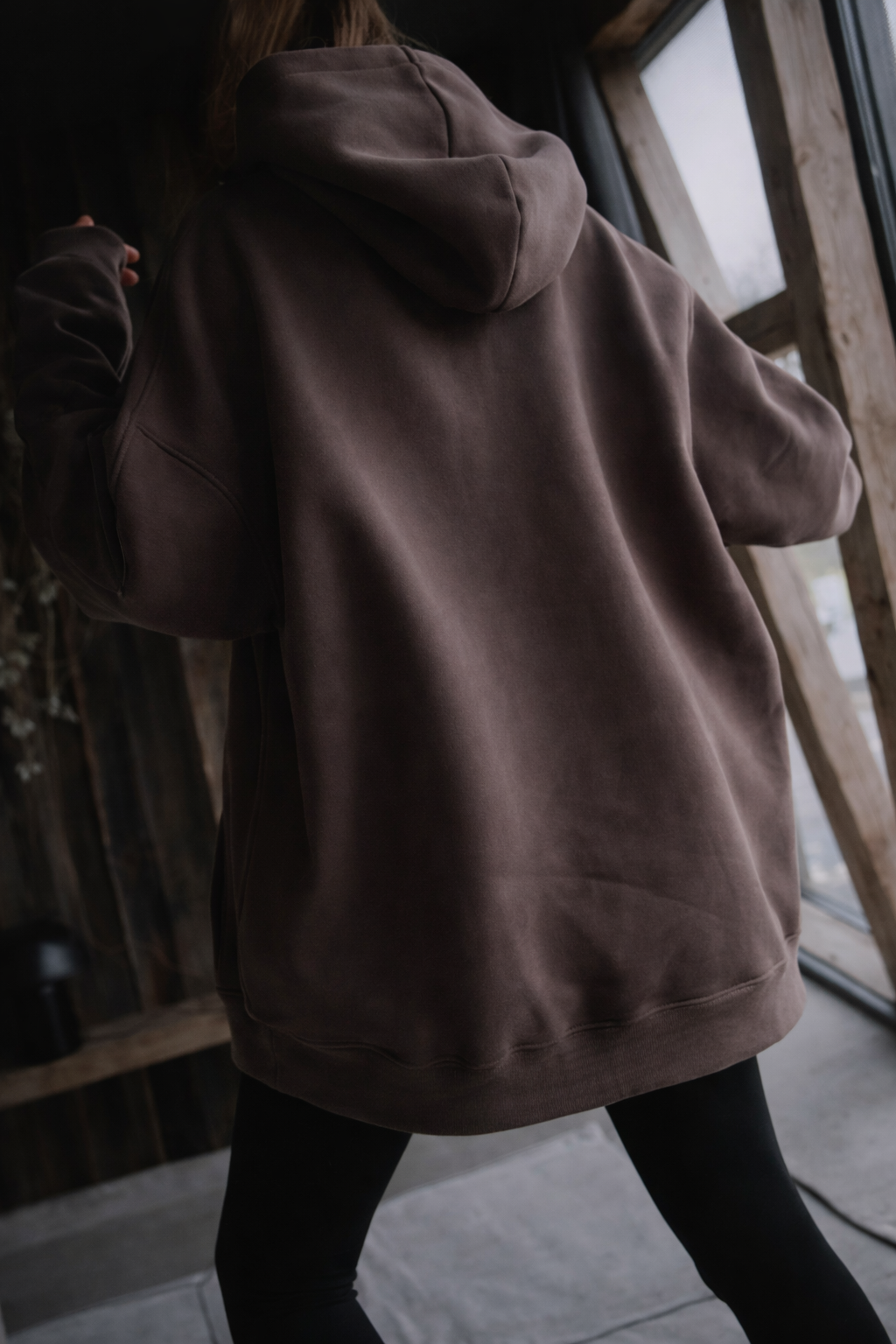 Bluza oversize z kapturem Mocha Mousse