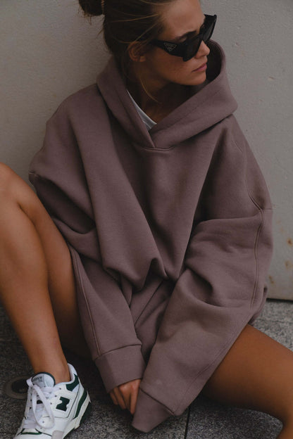 Bluza oversize z kapturem Deep Taupe